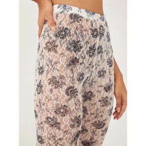 COPY - Free People Intimately Layered In Lace Sheer Legging Ivory Combo Black F…